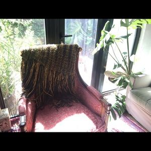 Mustard and wine colored throw